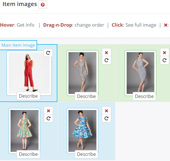 Managing images inside an item